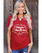 Red Merry Christmas Lights Print Crew Neck T Shirt - M