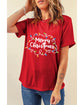 Red Merry Christmas Lights Print Crew Neck T Shirt - M