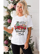 White Christmas Pattern Slogan Print Crew Neck T Shirt - M