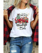 White Christmas Pattern Slogan Print Crew Neck T Shirt - M