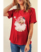 Red Christmas Santa Claus Print Crew Neck T Shirt - XL