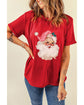 Red Christmas Santa Claus Print Crew Neck T Shirt - XL