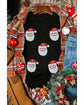 Black Sequin Christmas Claus Pattern Crewneck T Shirt - XL