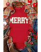 Red Christmas MERRY Graphic Cuffed Sleeve T Shirt - S