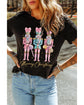 Black Nutcracker Merry Christmas Printed Crewneck T Shirt - XL