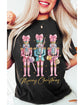 Black Nutcracker Merry Christmas Printed Crewneck T Shirt - XL