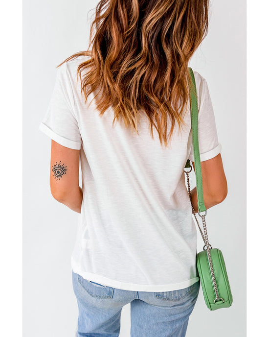 White Merry Christmas Holiday Vibe Graphic Crewneck T Shirt - M