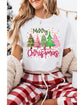 White Merry Christmas Holiday Vibe Graphic Crewneck T Shirt - XL