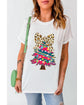 White Leopard Bow Decor Christmas Tree Graphic Crew Neck Tee - 2XL
