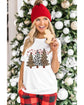 White Leopard Christmas Tree Graphic Crewneck Tee - 2XL