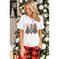 White Leopard Christmas Tree Graphic Crewneck Tee - M