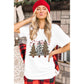 White Leopard Christmas Tree Graphic Crewneck Tee - M