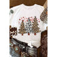 White Leopard Christmas Tree Graphic Crewneck Tee - M