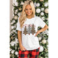 White Leopard Christmas Tree Graphic Crewneck Tee - M