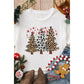 White Leopard Christmas Tree Graphic Crewneck Tee - XL