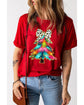 Red Bow Decor Christmas Tree Graphic Holiday T Shirt - M