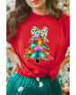 Red Bow Decor Christmas Tree Graphic Holiday T Shirt - S