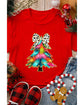 Red Bow Decor Christmas Tree Graphic Holiday T Shirt - S