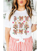 White Christmas Tree Bow Knot Print Round Neck T Shirt - 3XL