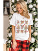 White Christmas Tree Bow Knot Print Round Neck T Shirt - M