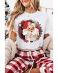 White Believe Christmas Father Graphic Crewneck T Shirt - 2XL