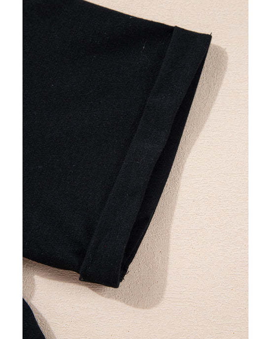 Black Heat Transfer Printing Christmas Tree Bowknot T-Shirt - S