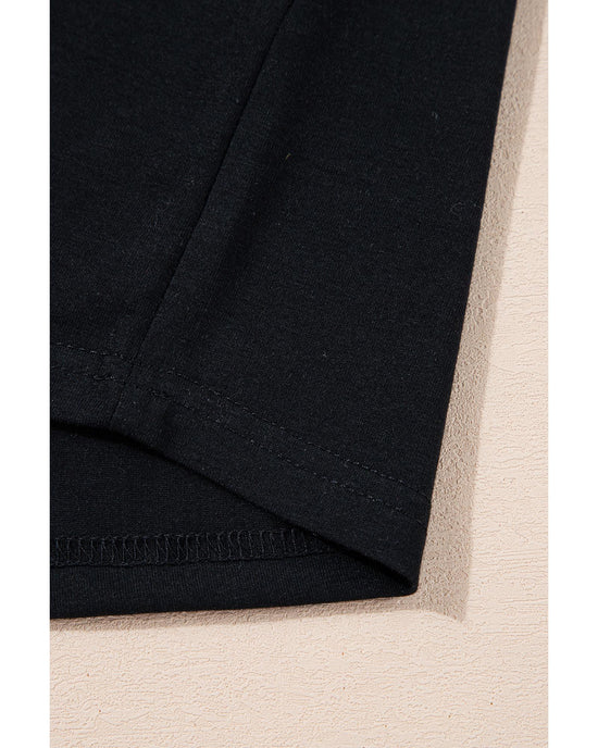 Black Heat Transfer Printing Christmas Tree Bowknot T-Shirt - S