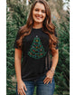 Black Rhinestone Christmas Tree Round Neck Graphic Tee - L