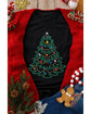 Black Rhinestone Christmas Tree Round Neck Graphic Tee - XL