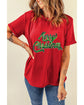 Red Merry Christmas Graphic Crewneck T Shirt - M