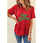 Red Merry Christmas Graphic Crewneck T Shirt - S
