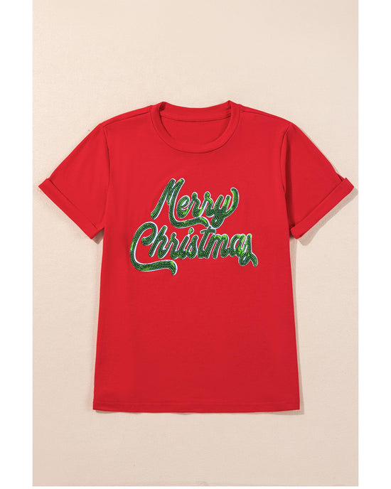 Red Merry Christmas Graphic Crewneck T Shirt - XL