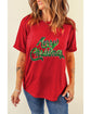 Red Merry Christmas Graphic Crewneck T Shirt - XL