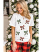 White Christmas Bowknot Graphic Cotton Blend T Shirt - 2XL