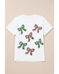 White Christmas Bowknot Graphic Cotton Blend T Shirt - 3XL