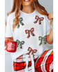 White Christmas Bowknot Graphic Cotton Blend T Shirt - XL