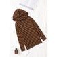 Azura Exchange Striped Knit Quarter Zip Hoodie - M