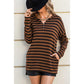 Azura Exchange Striped Knit Quarter Zip Hoodie - M