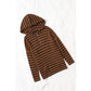 Azura Exchange Striped Knit Quarter Zip Hoodie - M