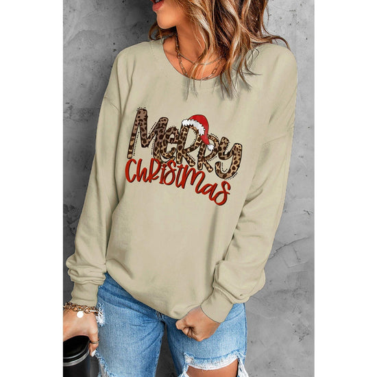 Azura Exchange Merry Christmas Hat Leopard Print Sweatshirt - S