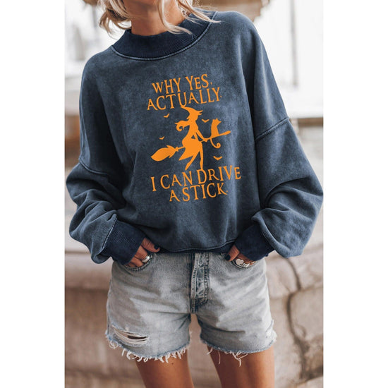 Azura Exchange Halloween Letter Graphic Drop Shoulder Sweatshirt - L