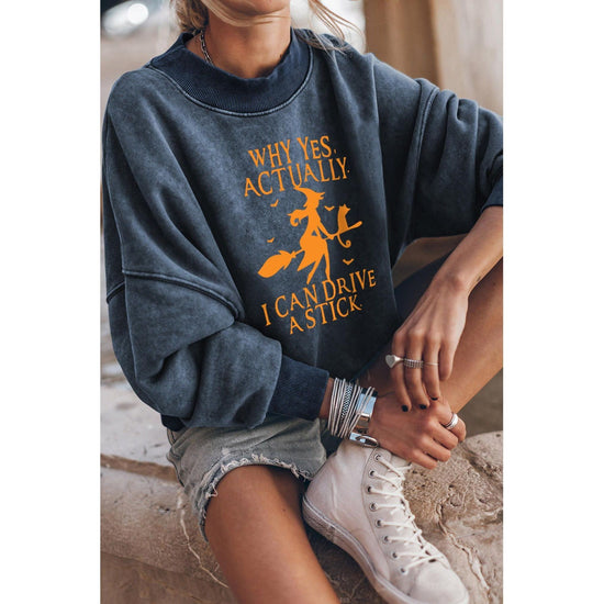 Azura Exchange Halloween Letter Graphic Drop Shoulder Sweatshirt - M