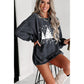 Gray Christmas Tree Flake Graphic Corded Sweatshirt - M
