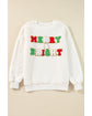 White Christmas MERRY & Bright Chenille Graphic Sherpa Sweatshirt - 2XL