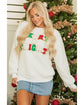 White Christmas MERRY & Bright Chenille Graphic Sherpa Sweatshirt - L