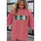 Strawberry Pink MERRY Christmas Corded Pullover Sweatshirt - L