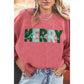 Strawberry Pink MERRY Christmas Corded Pullover Sweatshirt - S