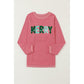 Strawberry Pink MERRY Christmas Corded Pullover Sweatshirt - S