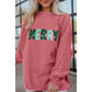Strawberry Pink MERRY Christmas Corded Pullover Sweatshirt - S