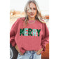 Strawberry Pink MERRY Christmas Corded Pullover Sweatshirt - S